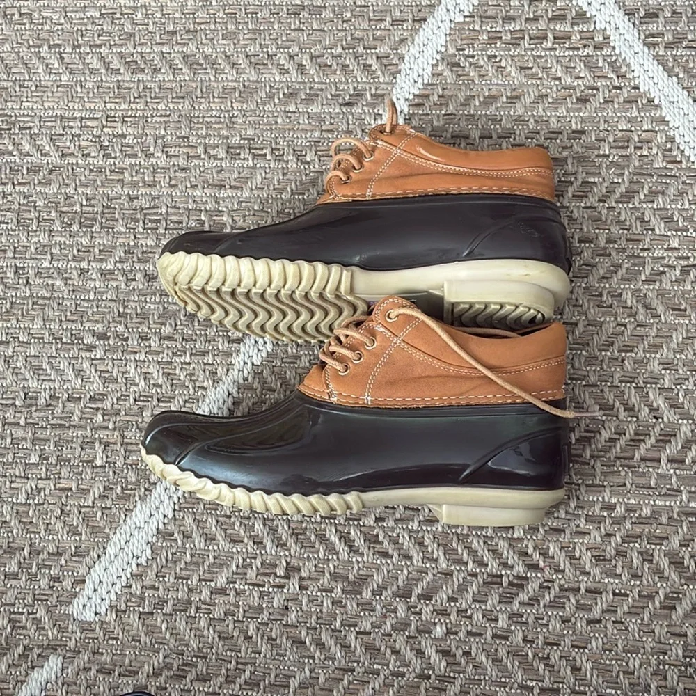 Tommy Hilfiger Women’s Tan and Olive Duck Boots Sz 7